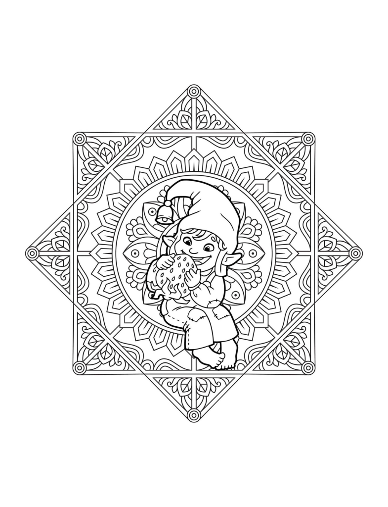 gnome mandala coloring page