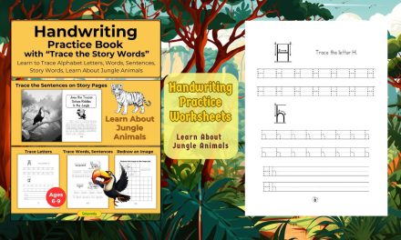 Handwriting Practice Workbook for Kids, Learn About Jungle Animals