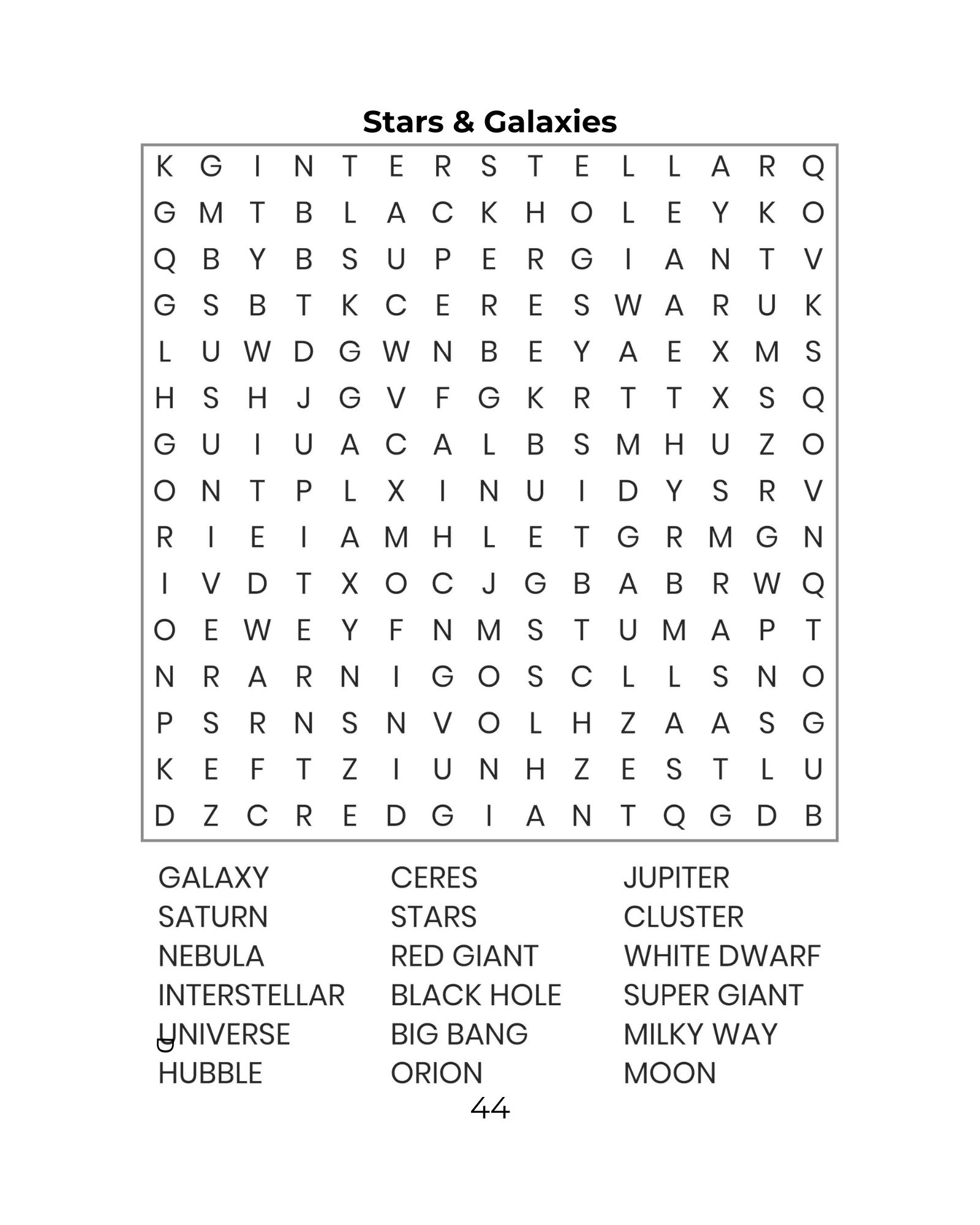 word search puzzle