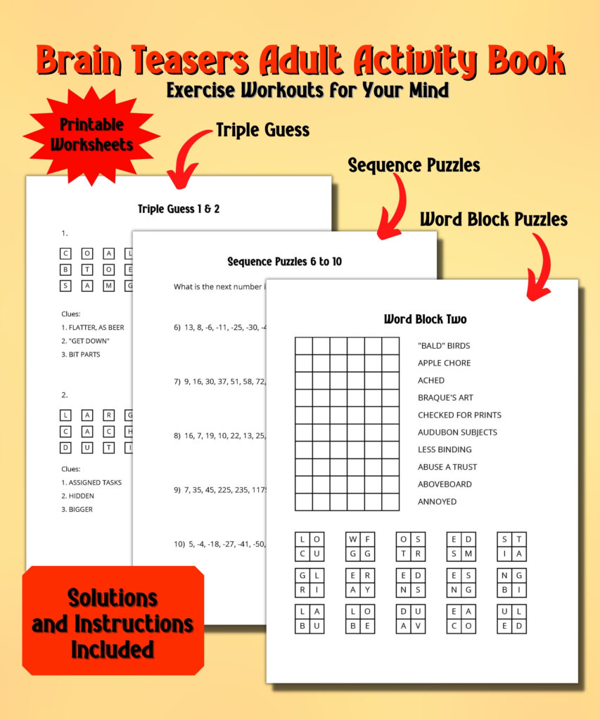Adult Brain Teasers Two Etsy Ad Brain Teasers Adult Activity Book<br />
Exercise Workouts for Your Mind<br />